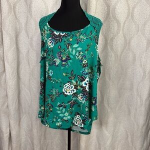 Daniel Rainn Teal Floral Tank Top